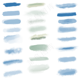 蓝绿色水彩涂鸦笔刷