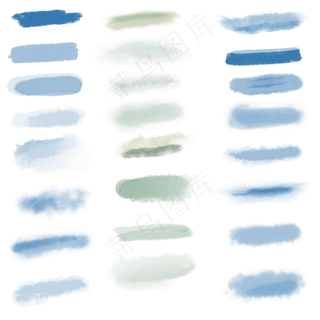 蓝绿色水彩涂鸦笔刷