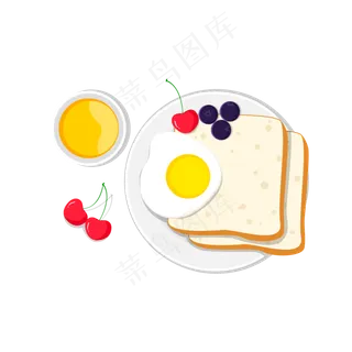 美食早餐吐司面包果汁水果设计元