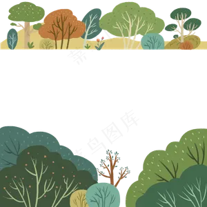 森林树林装饰边框绿色植物PNG