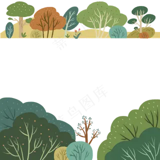 森林树林装饰边框绿色植物PNG
