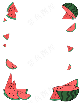 夏日水果西瓜边框卡通免扣PNG