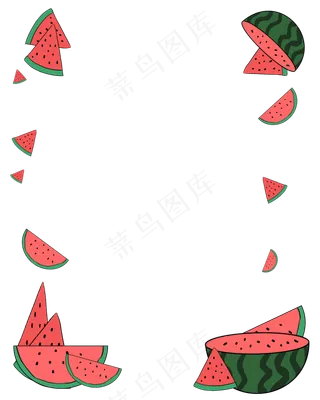 夏日水果西瓜边框卡通免扣PNG