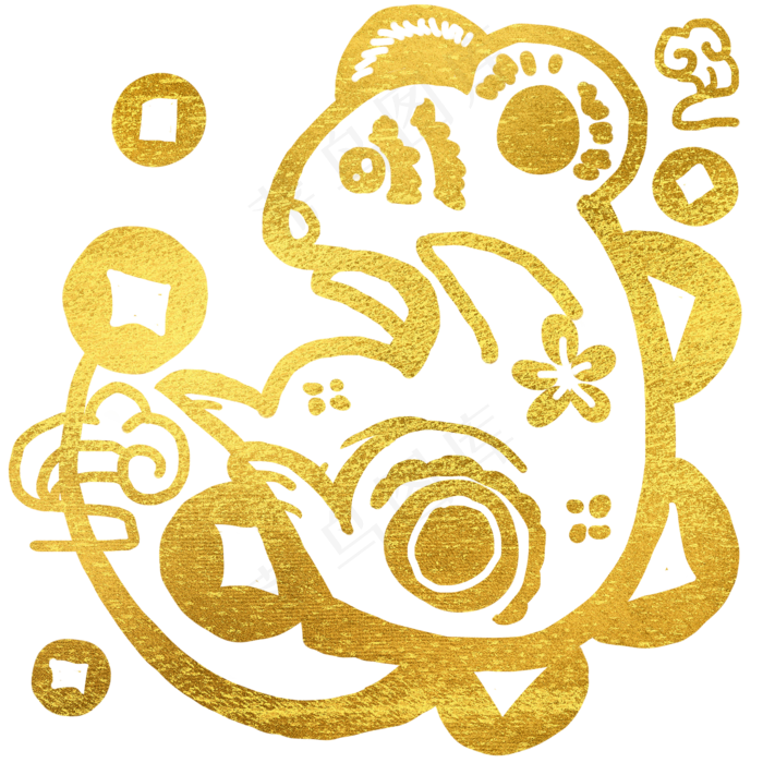 20鼠年烫金金币老鼠,免抠元素