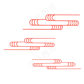 手绘中国风红色云纹免扣素材,免抠元素