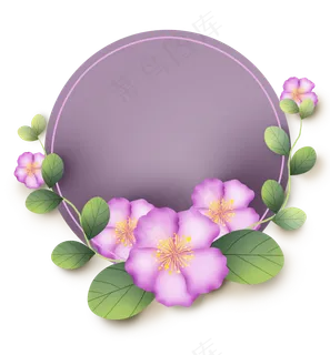 春天花卉圆形文字框