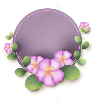春天花卉圆形文字框