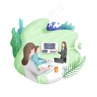 商务办公绿植噪点风格,免抠元素