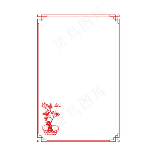 水墨花鸟复古春节新年中国风边框,免抠元素