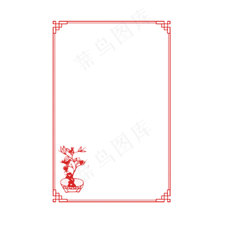 水墨花鸟复古春节新年中国风边框,免抠元素