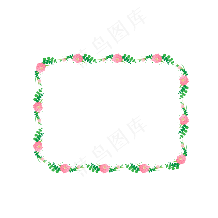 矢量卡通扁平化粉色玫瑰装饰边框