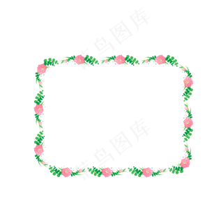 矢量卡通扁平化粉色玫瑰装饰边框