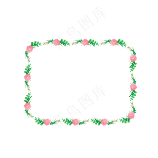 矢量卡通扁平化粉色玫瑰装饰边框