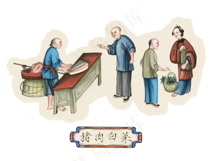 中国古典猪肉涨价物价市井市集商(4000X3000(DPI:300))psd模版下载