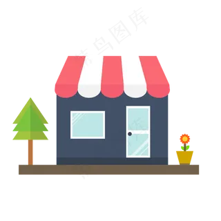 卡通红色简约房子,免抠元素