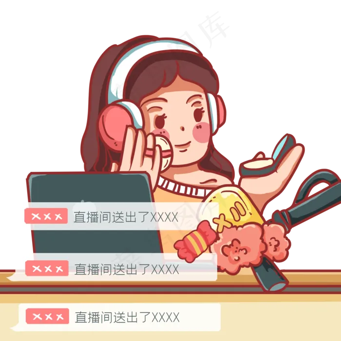 正在直播女主播(2000X2000(DPI:300))psd模版下载