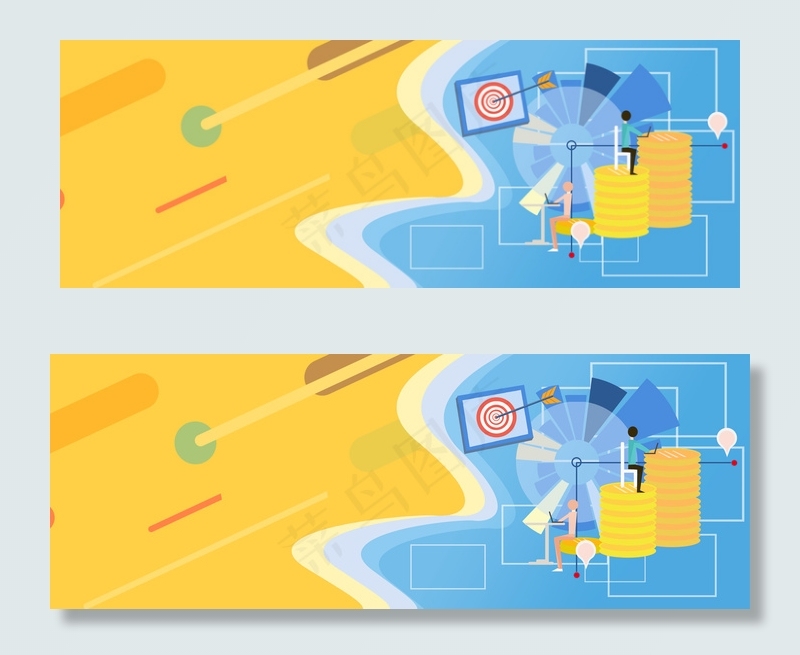 2.5D简约商务扁平卡通背景