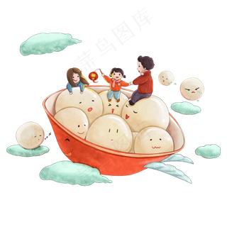 鼠年元宵可爱母子母女美味团圆PNG,免抠元素