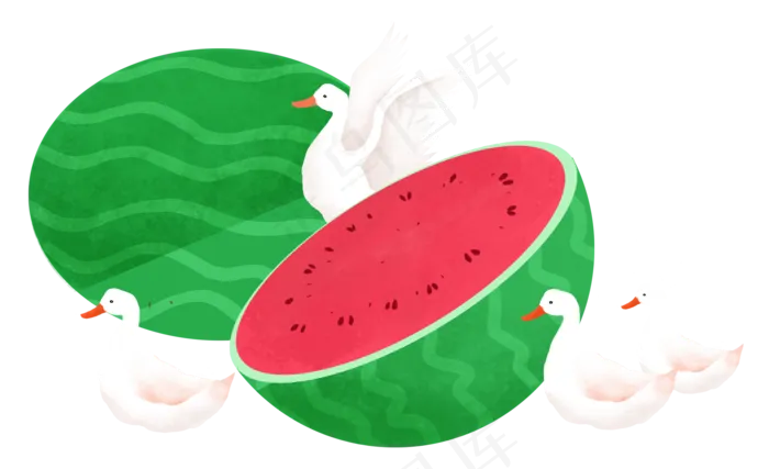 西瓜鸭子(2000X1220(DPI:300))psd模版下载