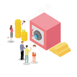 2.5D卡通手绘投资理财,免抠元素