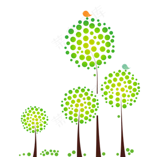 植树节创意绿色树木素材,免抠元素