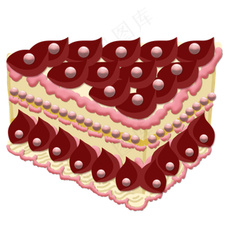 珍珠玫瑰千层奶油蛋糕PNG免抠图