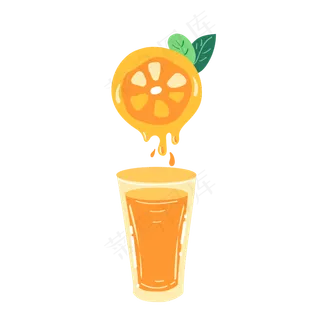 清新卡通橙汁饮料