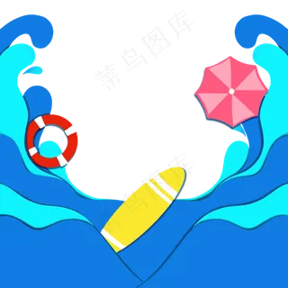 浅色夏日剪纸边框元素