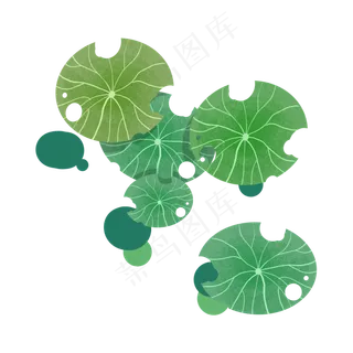 扁平化荷叶荷花