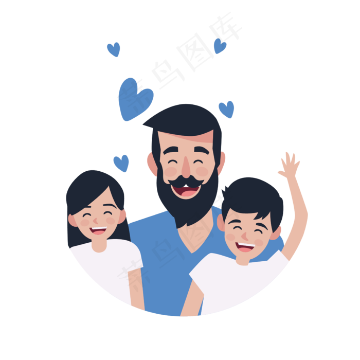 卡通开心的父亲和孩子矢量素材