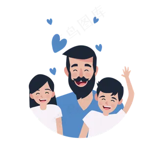 卡通开心的父亲和孩子矢量素材