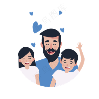 卡通开心的父亲和孩子矢量素材