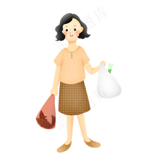 买菜回家的母亲形象