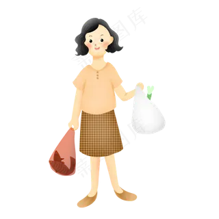 买菜回家的母亲形象