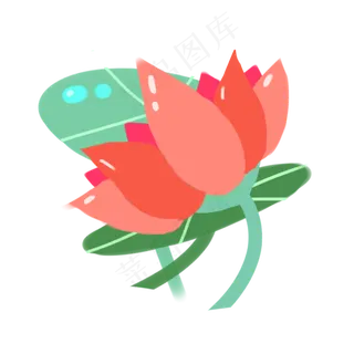 彩色荷花图案插图