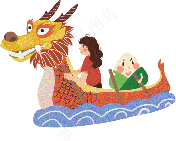 端午节赛龙舟习俗手绘插画