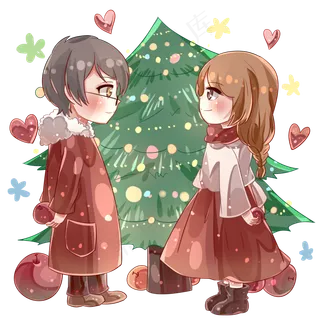 平安夜的男孩女孩,免抠元素