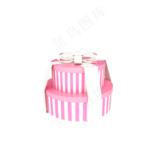 母亲节粉色条纹C4D立体装饰礼盒,免抠元素