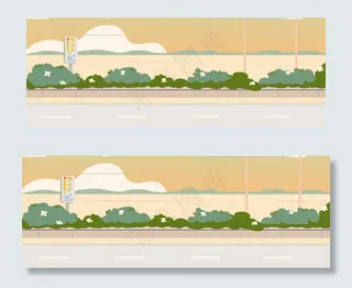 路边美丽的春季景色