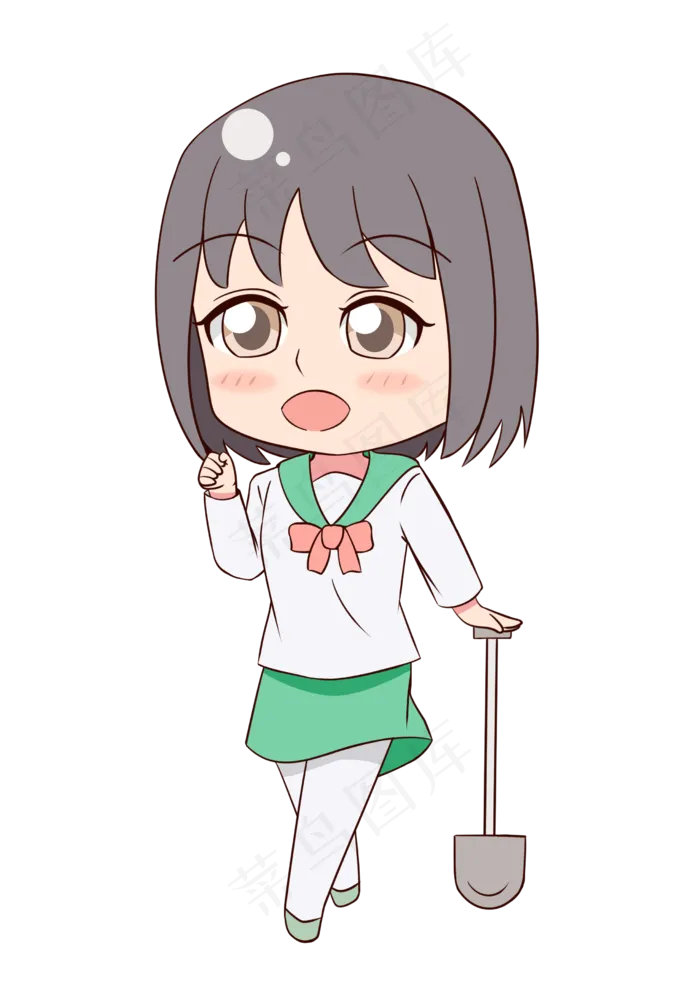 植树节拿铁铲的少女(2480X3508(DPI:299))psd模版下载