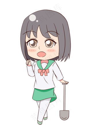 植树节拿铁铲的少女