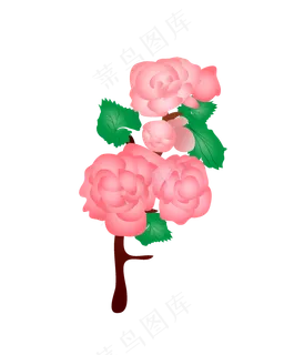 矢量免扣卡通桃花