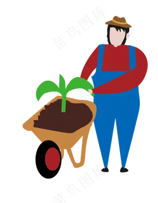 扁平化五一劳动节推车绿植