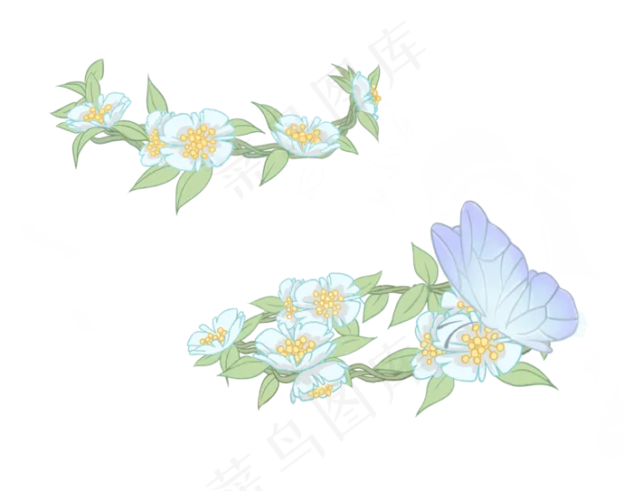 小清新蝴蝶花环装饰(2579X2000(DPI:299))psd模版下载