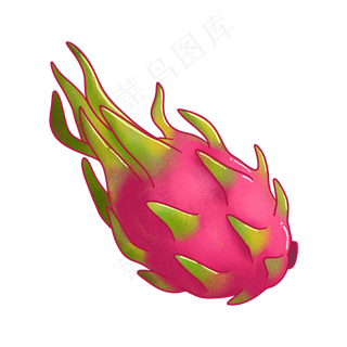 卡通手绘一个火龙果PNG免抠素材