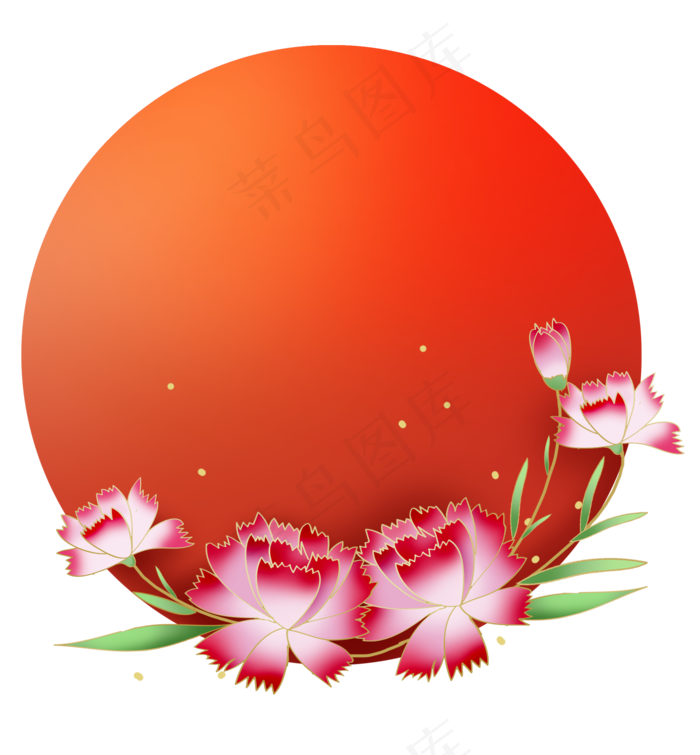 母亲节圆形康乃馨文字框