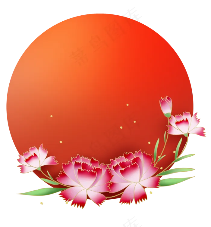 母亲节圆形康乃馨文字框(2000X2158(DPI:299))psd模版下载