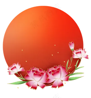 母亲节圆形康乃馨文字框