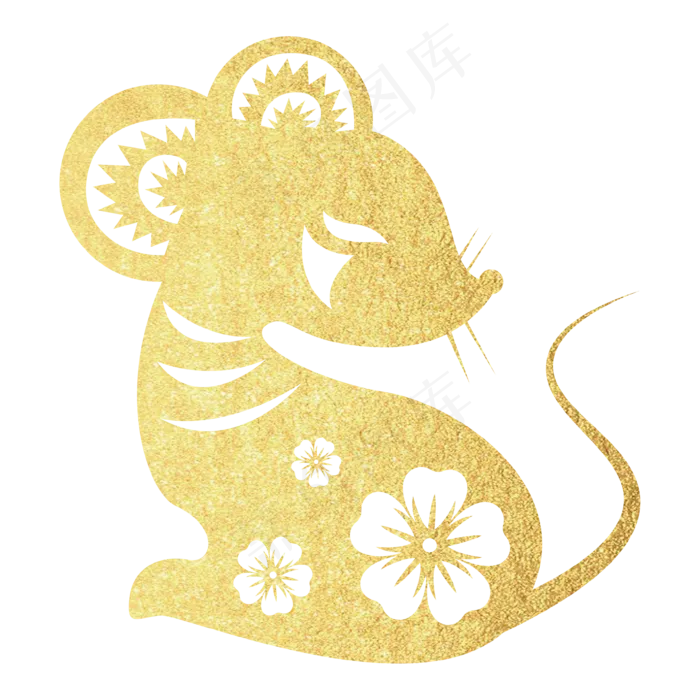 鼠年烫金老鼠剪纸窗花,免抠元素(3544*3544px 300 dpi )ai矢量模版下载