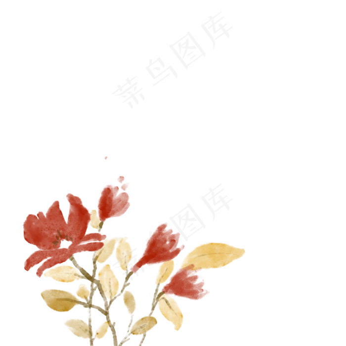 水墨植物花朵中国风(2000X2000(DPI:300))psd模版下载